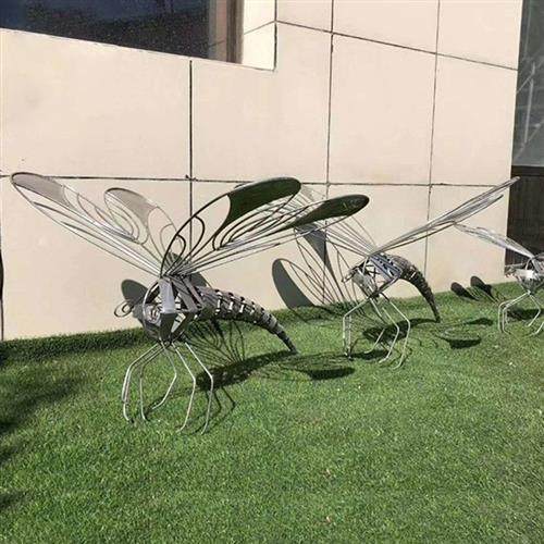 不锈钢蜻蜓雕塑美陈创意别墅庭院园林花园景观工艺术品摆设