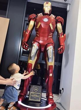 大型钢铁侠雕塑玻璃钢漫威发光MK模型电影院客厅车库门神摆件