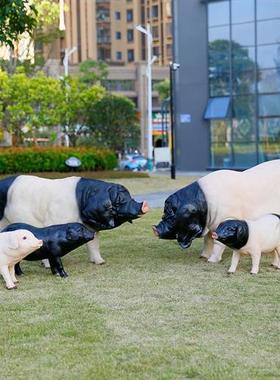 仿真猪模型雕塑农场玻璃钢动物小猪摆件户外草坪花园庭院景观装饰