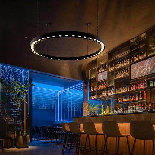 酒吧餐厅造型环形吊灯超市商场装饰灯网红清吧工业风大圆调光灯具