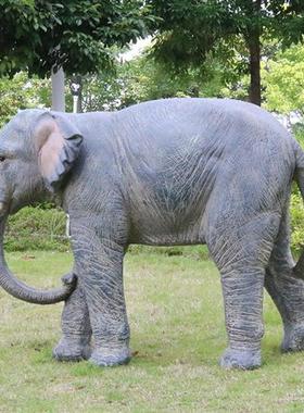 大型仿真野生大象玻璃钢雕塑博物馆动物园草坪装饰房地产美陈摆件