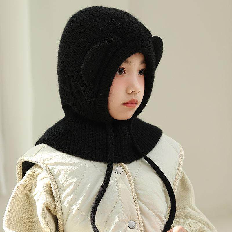 秋冬儿童帽子韩版连体针织帽围脖防寒保暖男女童护耳毛线帽一体帽