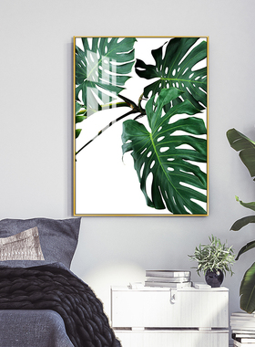 田园绿色植物装饰画香蕉树挂画家居客厅热带海大叶子龟背轻奢壁画