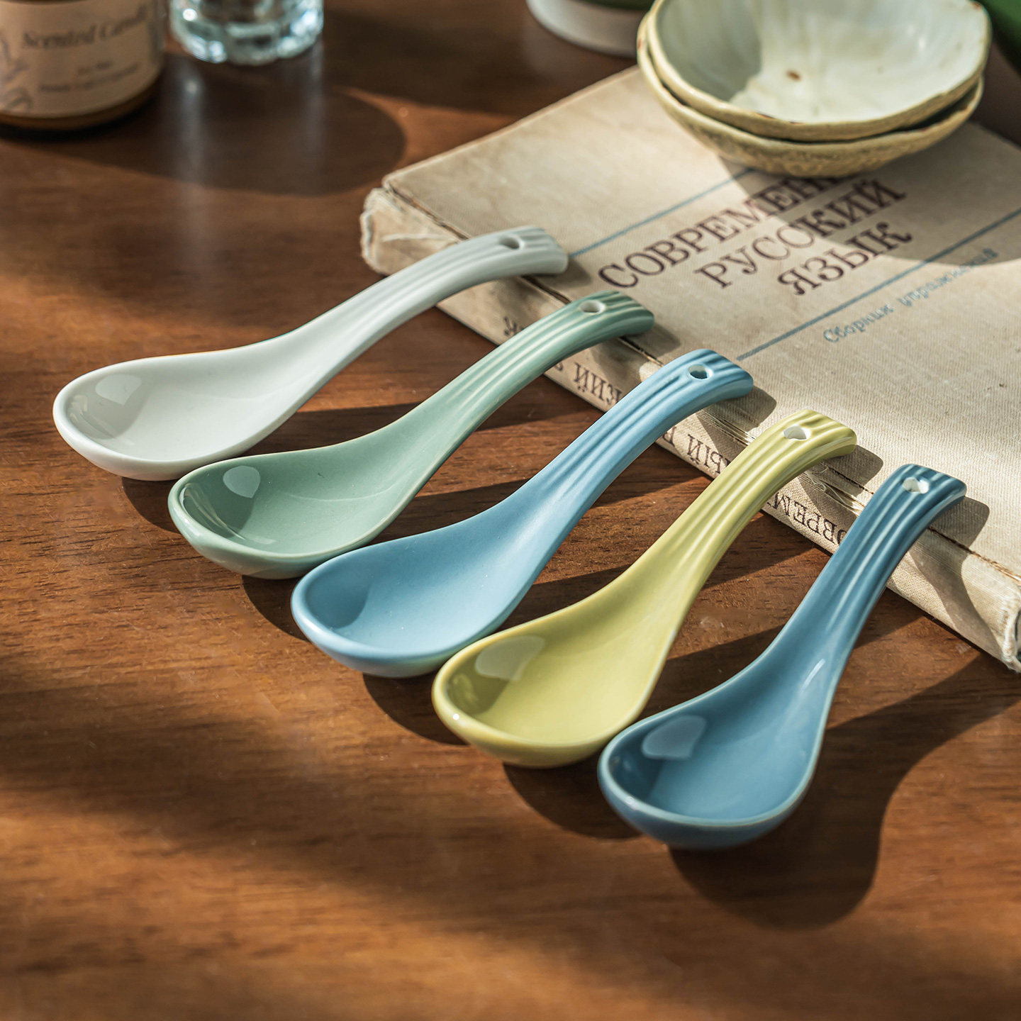 日式复古高颜值陶瓷勺子家用甜品勺咖啡勺精致餐具纯色小勺子汤勺,厨房/烹饪用具,汤勺,淘宝优惠券,粉丝福利购,淘宝优惠卷