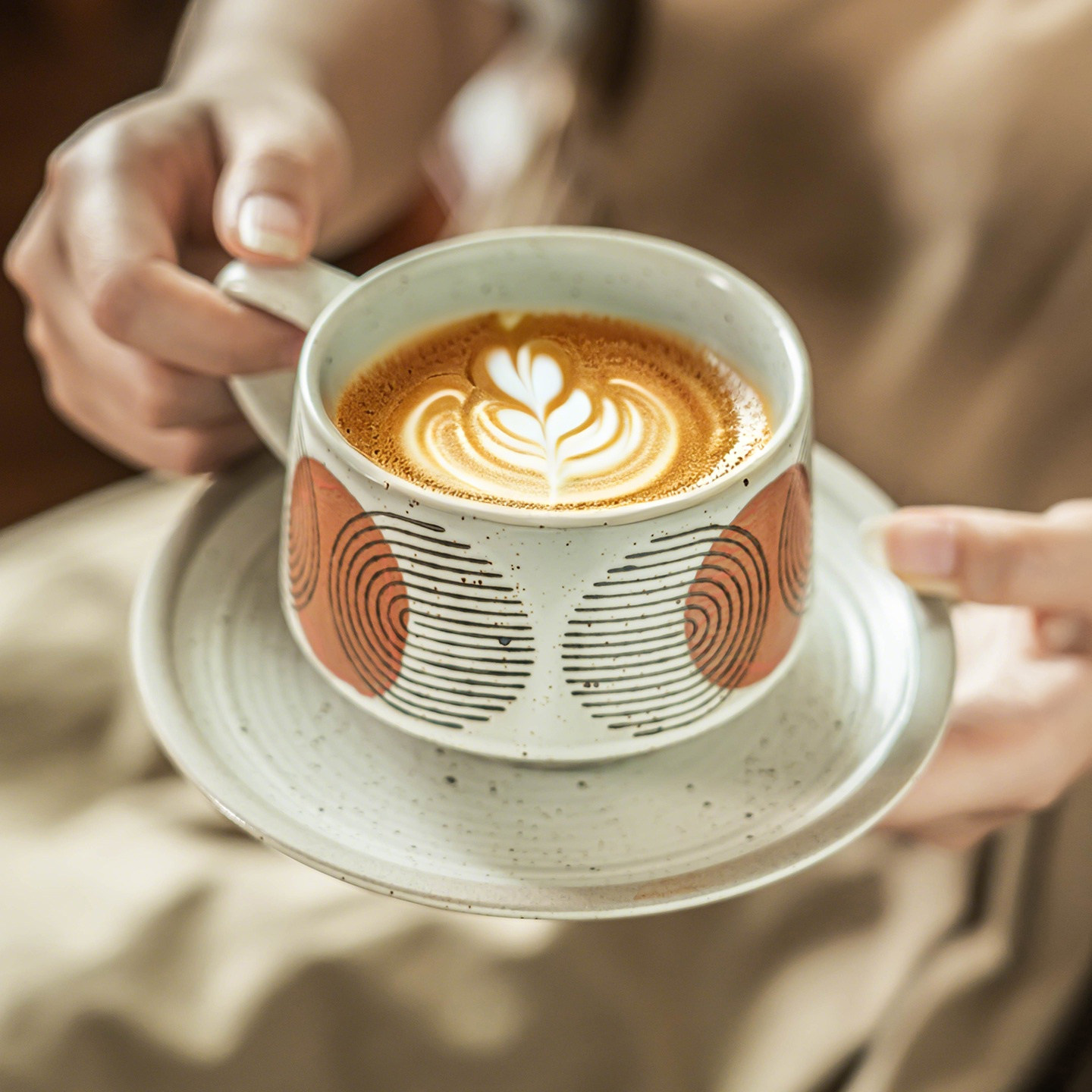 咖啡杯碟套件日式复古家用小众高级咖啡杯拉花杯特色陶瓷下午茶杯,餐饮具,咖啡杯,淘宝优惠券,粉丝福利购,淘宝优惠卷