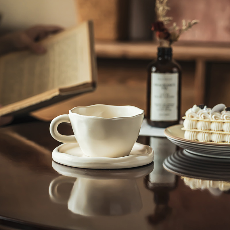 奶油风陶瓷咖啡杯早餐杯花茶杯