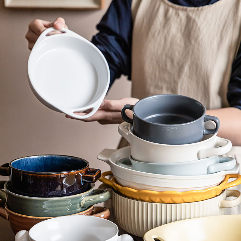 双耳碗大合集日式陶瓷早餐沙拉碗