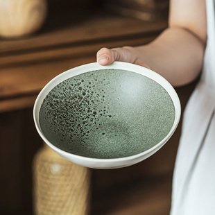 斗笠碗家用创意餐具面碗早餐沙拉碗嗦粉碗 吉田成器复古陶瓷碗日式