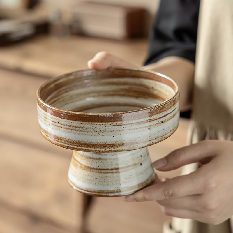 高脚碗vintage中古餐具景德镇碗家用2026新款高颜值水果碗甜品碗