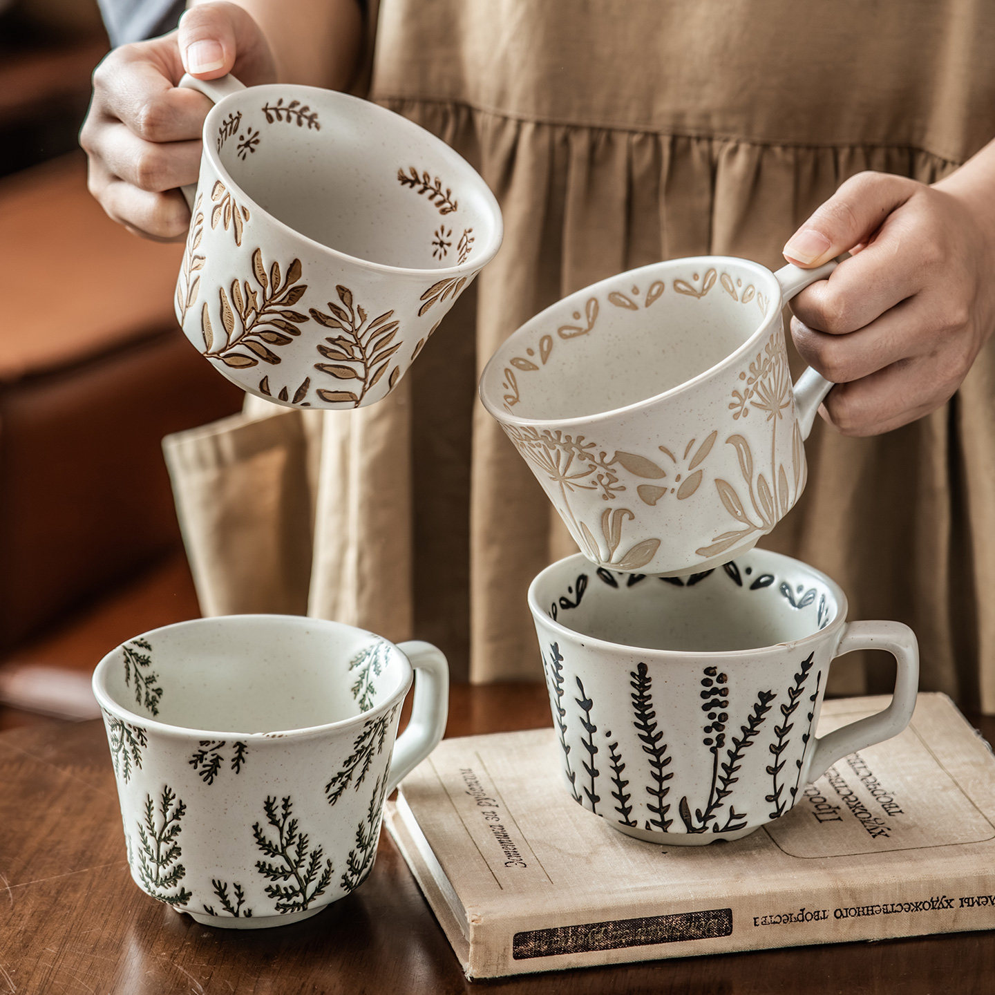 马克杯家用喝水陶瓷杯子复古风2026新款日式高颜值拉花咖啡杯茶杯,餐饮具,马克杯,淘宝优惠券,粉丝福利购,淘宝优惠卷