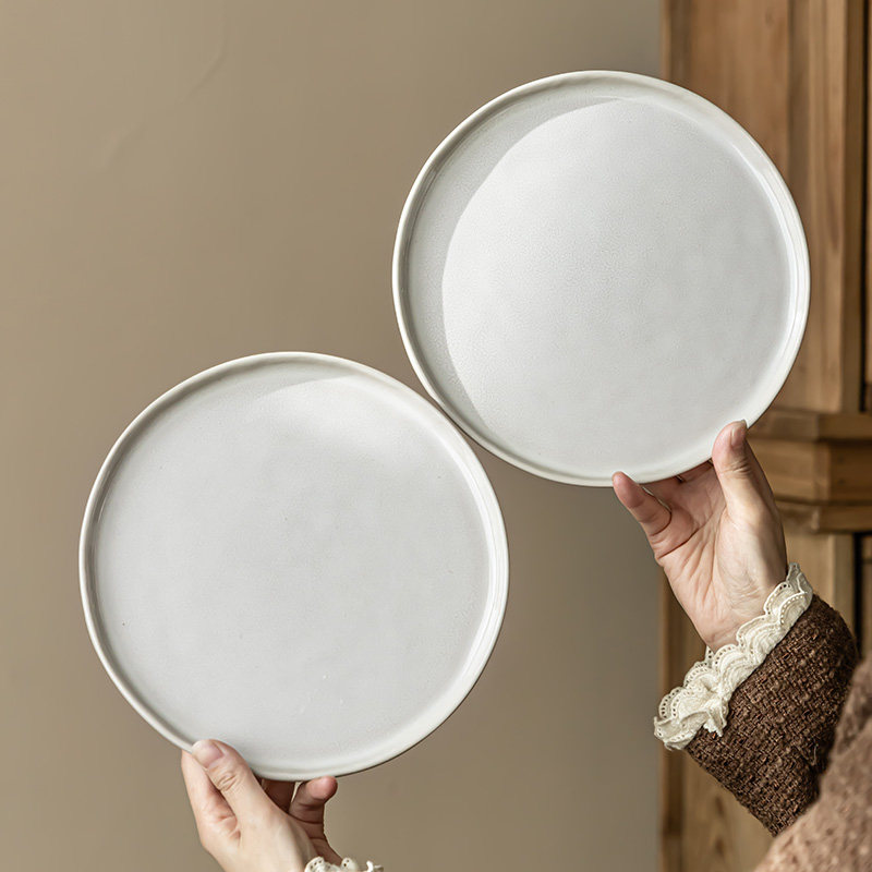 8寸盘子陶瓷牛排brunch餐盘高级感家用减肥减脂餐盘私人会所高档