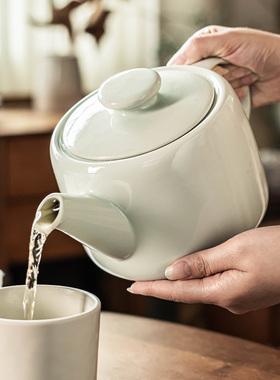 茶壶新中式高档家用品茗泡茶壶功夫茶具陶瓷壶茶具套装轻奢煮茶壶