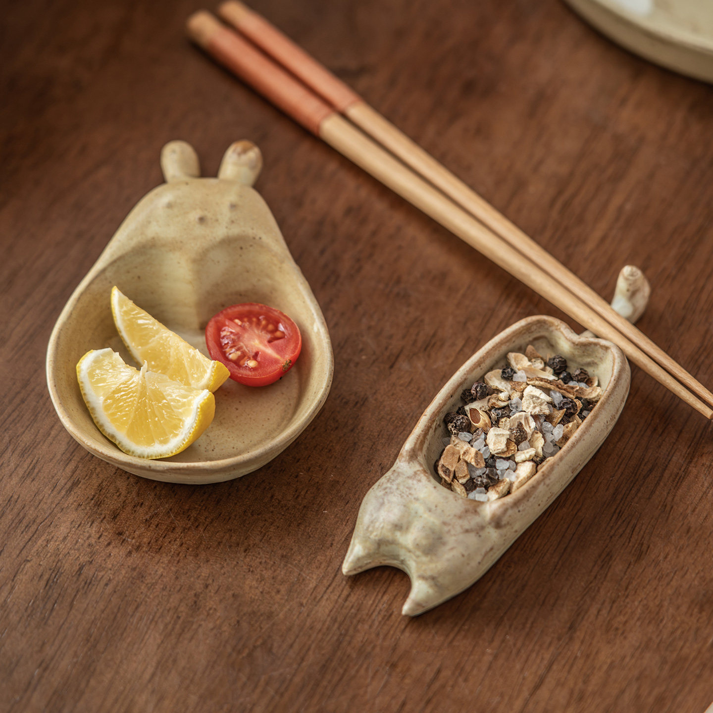 味碟可爱动物造型粗陶餐具调料碟图片