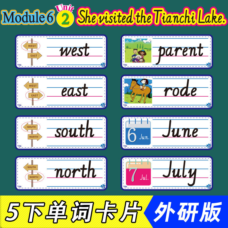 外研版小学英语五5年级下册单词卡片图教学板书黑板贴公开课教具