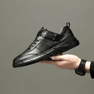 冷天48特大码防冻47加绒男鞋子45有毛保温板鞋46加大号棉鞋小黑鞋