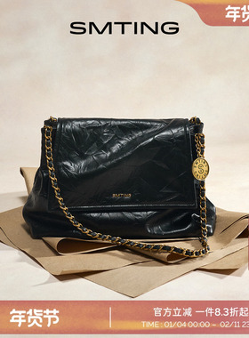 西木汀马德里 真皮新款包包托特包女链条包黑色通勤包斜挎单肩包