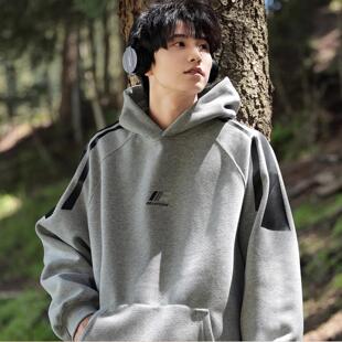 青少年2025新款卫衣420g重磅连帽卫衣男秋冬加绒男生男款秋季灰色