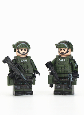 军事积木警察特种兵人仔CAPF模型突击队拼装益智小颗粒男孩子玩具