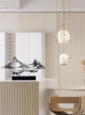 晶悦现代轻奢酒店玄关雕塑透明树脂假山高级感摆件抽象工艺品定制