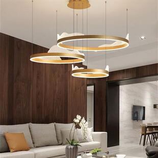 LED波浪圆吊灯客厅餐厅卧室酒店亚克力吊灯北欧金色创意环形灯饰