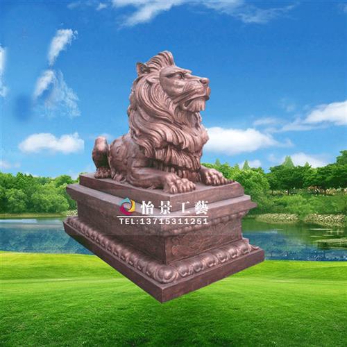 玻璃钢仿铜狮子雕塑玻璃钢仿铜动物造型雕塑银行建筑物门口摆件