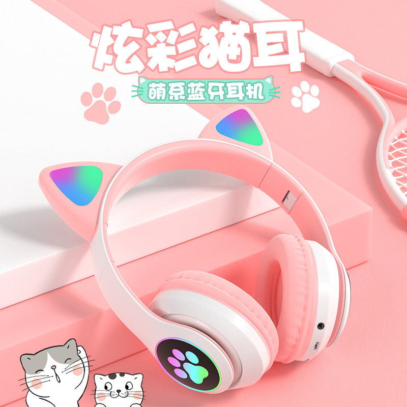 猫耳蓝牙耳机5.3头戴式无线运动游戏包耳式耳麦潮流超长续航双耳