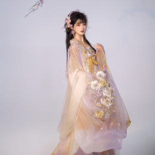 异志阁原创汉服【茶花浅叙】改良重工刺绣山茶花元素春夏新款
