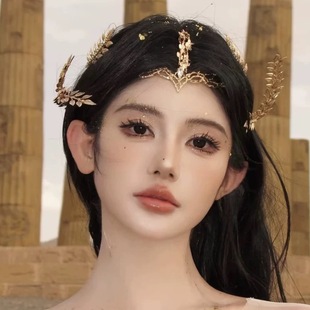 新款古希腊女神头饰麦穗金色叶子汉服配饰异域风发饰影楼cos饰品