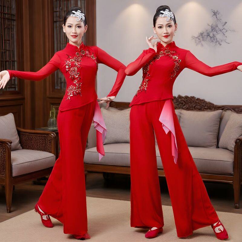 秧歌舞演出服装女陕北新款东北喜庆腰鼓灯笼中国风扇子舞蹈表演服