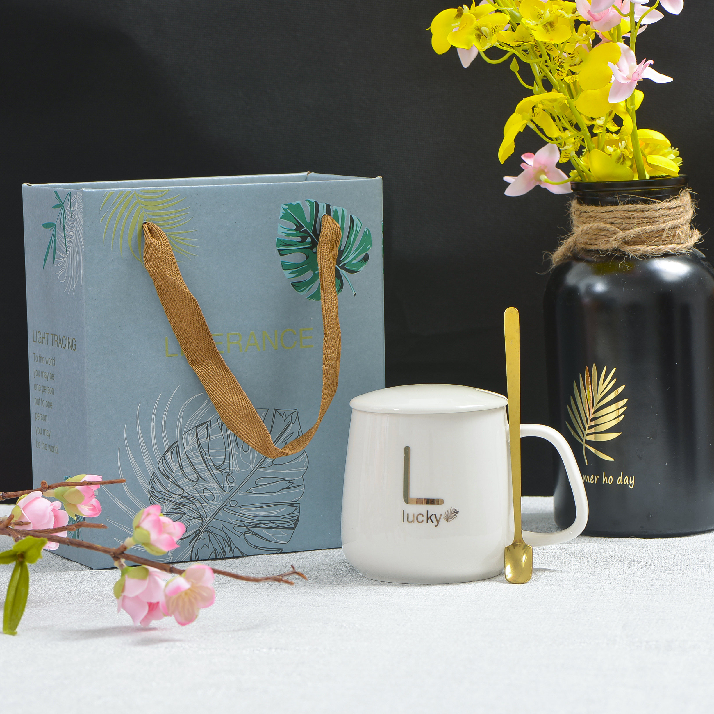 开业送礼物陶瓷杯子开学广告ml定制logo婚庆生日刻字水杯礼盒包装