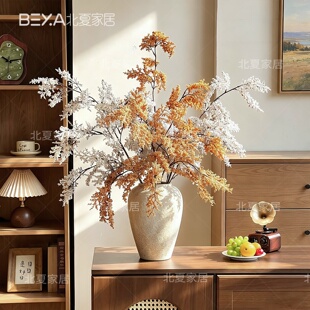仿真绿植仿真油画枯枝雾凇诧寂风氛围感室内玄关装饰场景拍摄道具