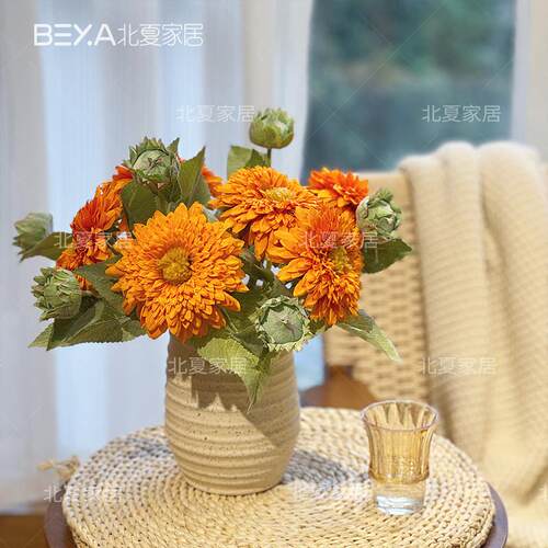 泰迪向日葵仿真花陶瓷花瓶