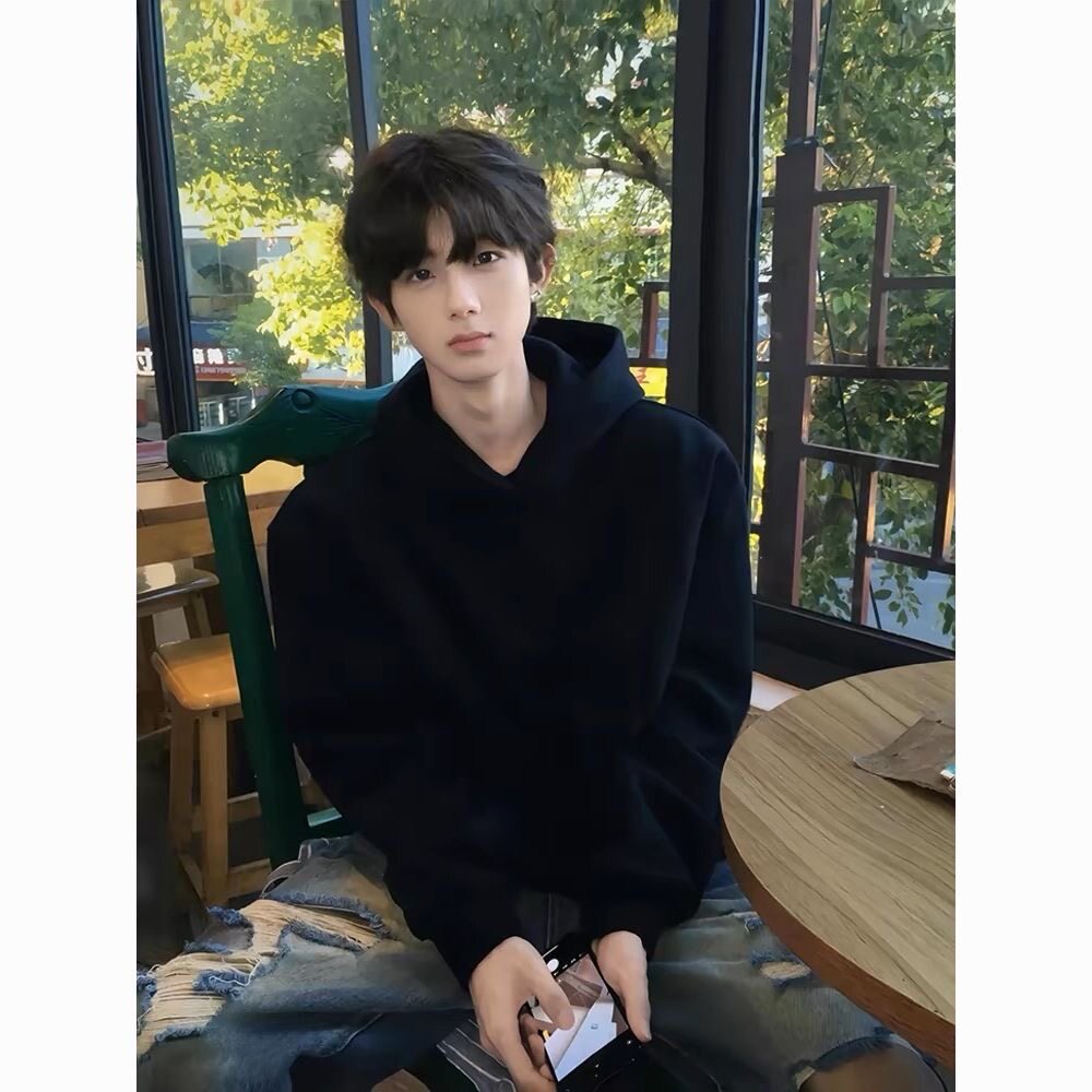 重磅连帽卫衣男女中性加绒加厚秋冬装外套黑色休闲上衣长袖卫衣潮
