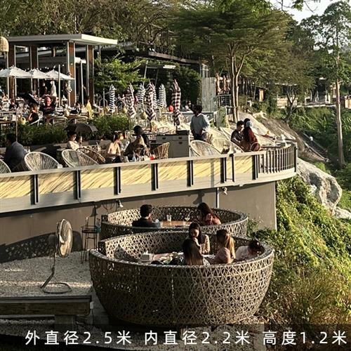 网红鸟巢卡座藤编树上鸟窝沙发造型打卡餐台景观民宿户外海边道具