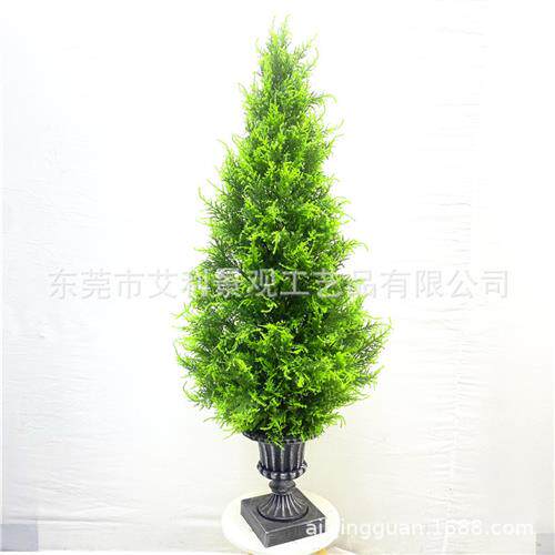 仿真塔型松柏树人造松柏绿植盆栽家居酒店装饰松柏树盆景假树