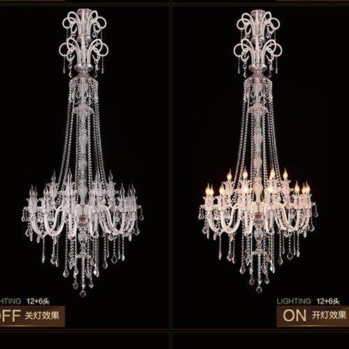 欧式水晶大气长吊灯客厅灯美式复式楼别墅楼梯灯现代蜡烛LED灯具