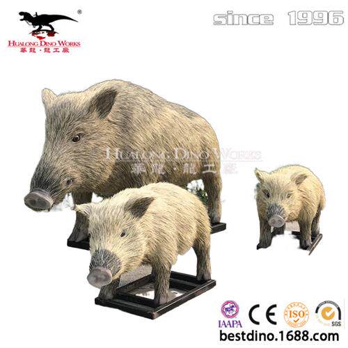 仿真动物仿真恐龙工厂山猪一家亲手工粘毛乐园打卡模型拍照摆件