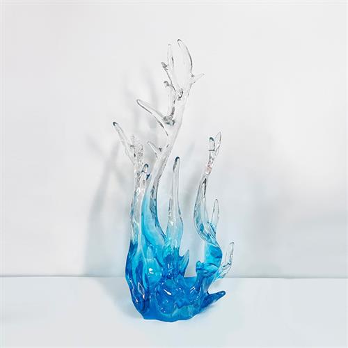 现代透明树脂雕塑浪花摆件酒店玄关客厅轻奢大堂电视柜装饰品艺术