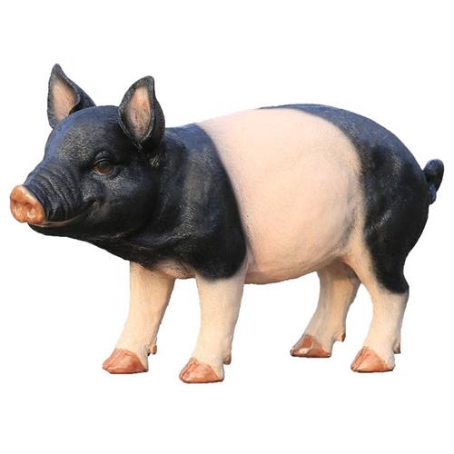 花园超市动物假猪装饰玻璃钢仿真小猪雕塑摆件树脂两头乌黑猪模型
