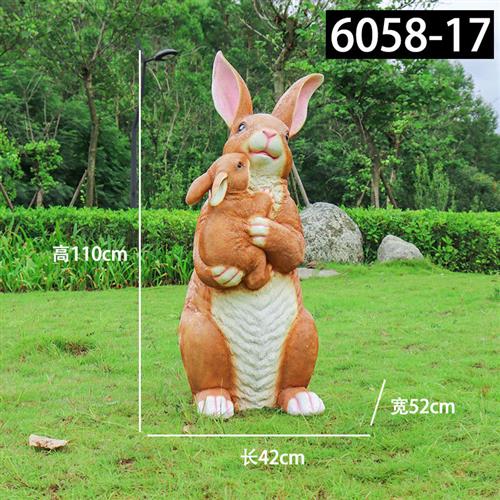 户外仿真母子兔子动物雕塑玻璃钢幼儿园商场园林景观小品装饰摆件