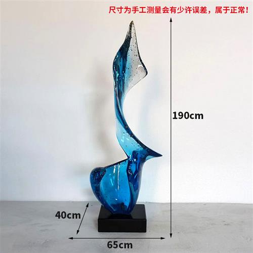 售楼部酒店大堂楼梯间两侧落地大型摆件透明树脂抽象艺术雕塑装饰