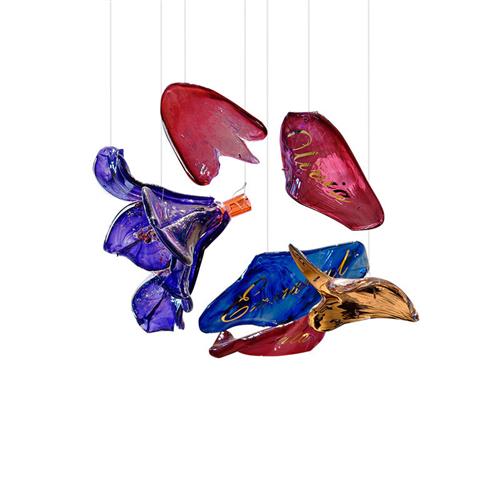 沙盘售楼部彩色花瓣吊灯美容院制作灯具KTV异型鲜艳琉璃花朵灯具