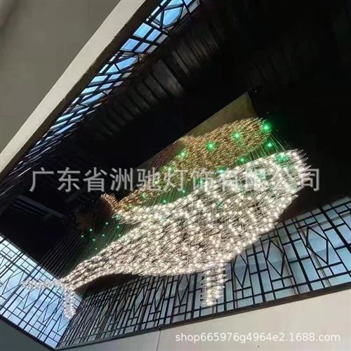走廊天花板吊饰售楼部酒店装饰玻璃鱼形鱼群枫树叶水晶工程led灯