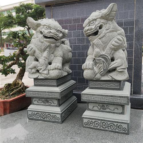 石狮子一对厂家供应公司小区门口石狮子摆件仿古雕刻动物石雕装饰