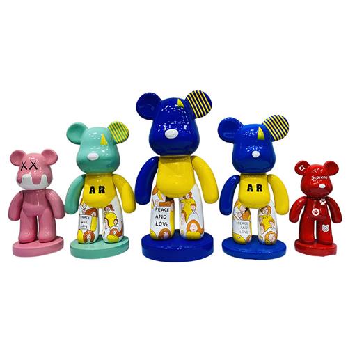暴力熊大摆件积木熊kaws公仔大型落地摆件客厅装饰玻璃钢雕塑定制