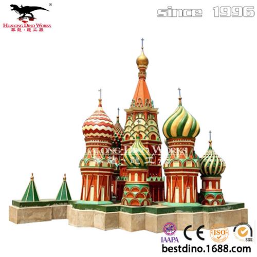 各界各地知名微缩景观玻璃钢雕塑制作圣瓦西里主教座堂雕塑摆件.