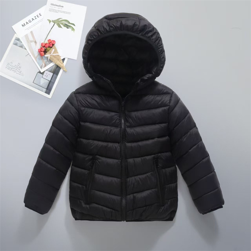 秋冬轻薄款儿童羽绒棉服拼色中大童男女童装连帽保暖棉衣男女通用