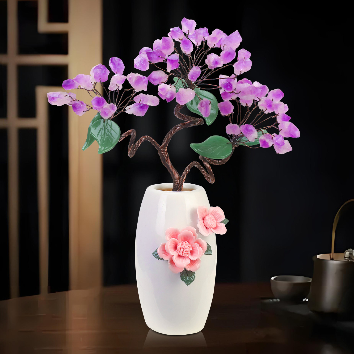 天然玉器高档紫水晶客厅家居装饰品床头柜茶几玄关办公室桌面摆件