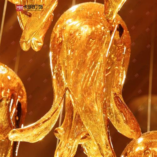 大型酒店工程灯客厅灯奢华大堂会议室包间水晶灯圆形吸顶灯具定制