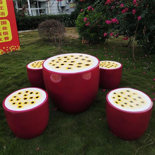 户外景观玻璃钢卡通蘑菇桌椅水果座椅蜜蜂坐凳公园林草坪创意摆件